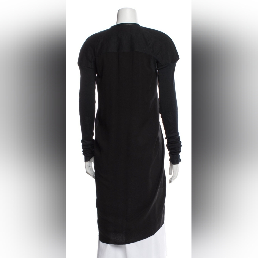 Rick Owens Black Long-Sleeve Draped Midi Dress - Picture 3 of 6